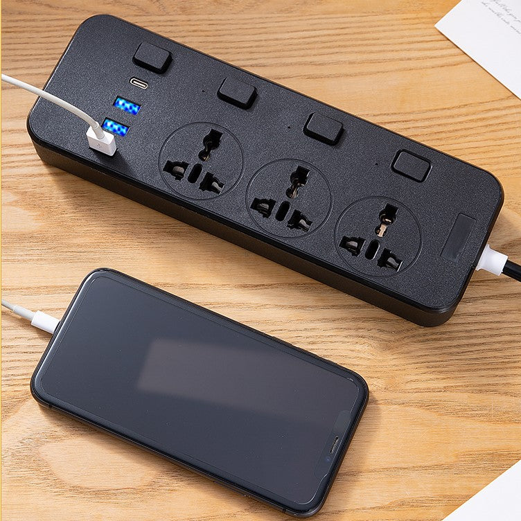 2-metre USB power strip with individual switches
