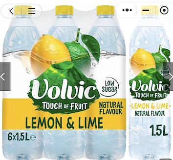 Volvic Lemon Flavoured Natural Mineral Water, Case of 6 (1.5L Bottles)