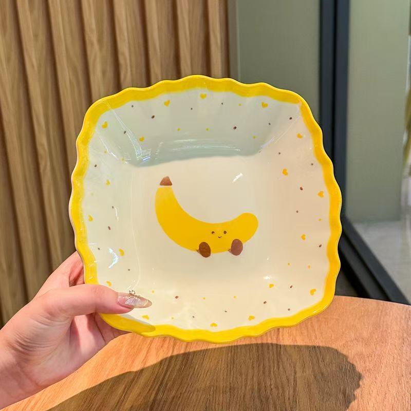 Instagram-style ceramic banana 8-inch square plate