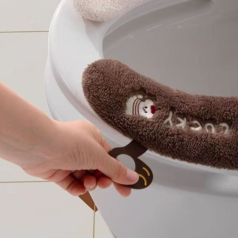Plush Cat & Dog Toilet Lid Cover - Cute & Thick