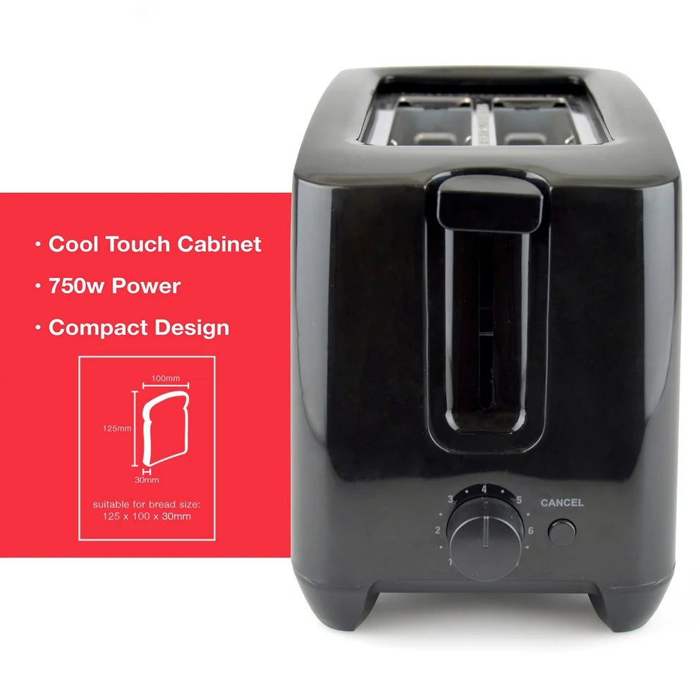 Kitchen Perfected 2 Slice extra-wide slot Toaster - Black