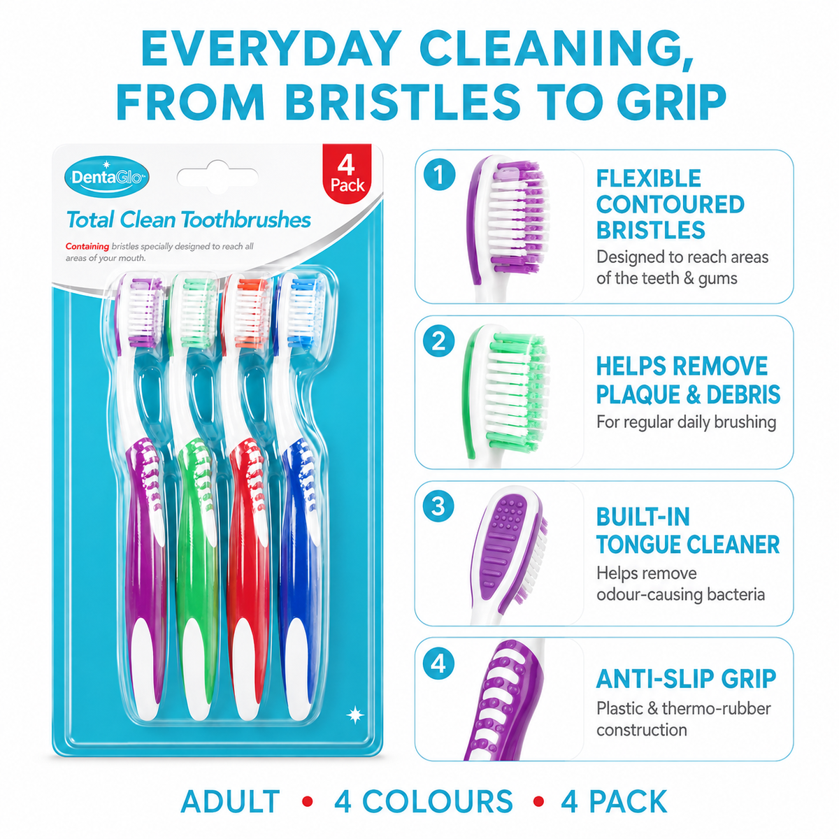 Dentaglo Total Clean Toothbrushes 4 Pack