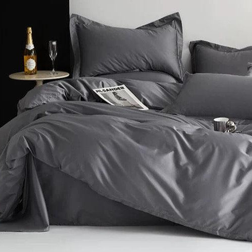 Luxury-Sateen Grey | 300 Thread Count Pure Cotton Sateen Duvet Cover Set (Duvet Cover + Pillowcase ) - UKrabbit Essential