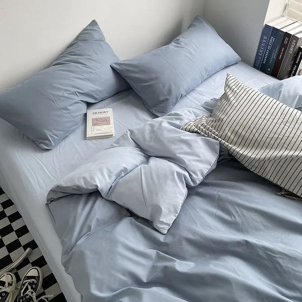 Casual-Blue Moonlight | Washed Cotton Skin-friendly Duvet Cover Set (Duvet Cover + Pillowcase) UKrabbit essential