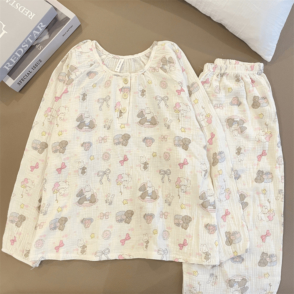 Carousel Bunny Double Gauze Pajama Set - Whimsical Homewear