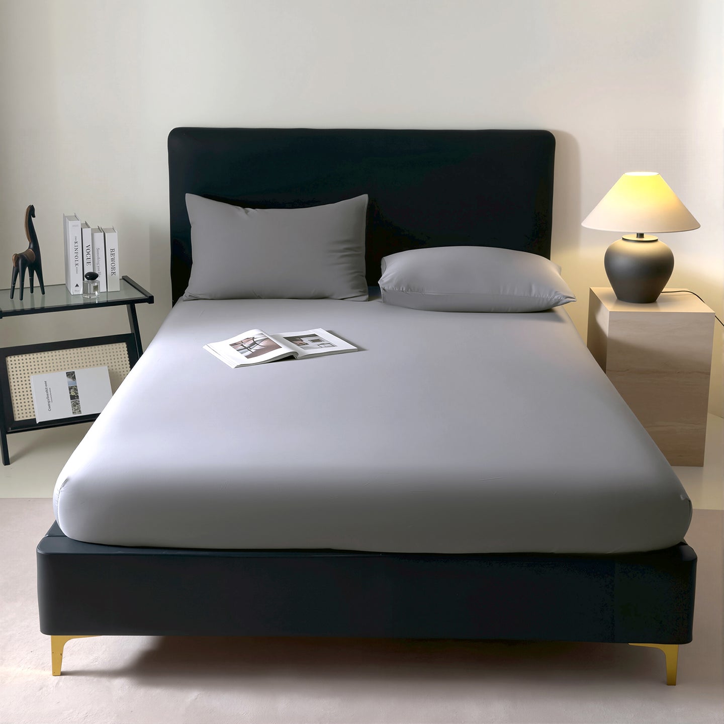 Luxury – Sateen Grey | Cotton Sateen Fitted Sheet