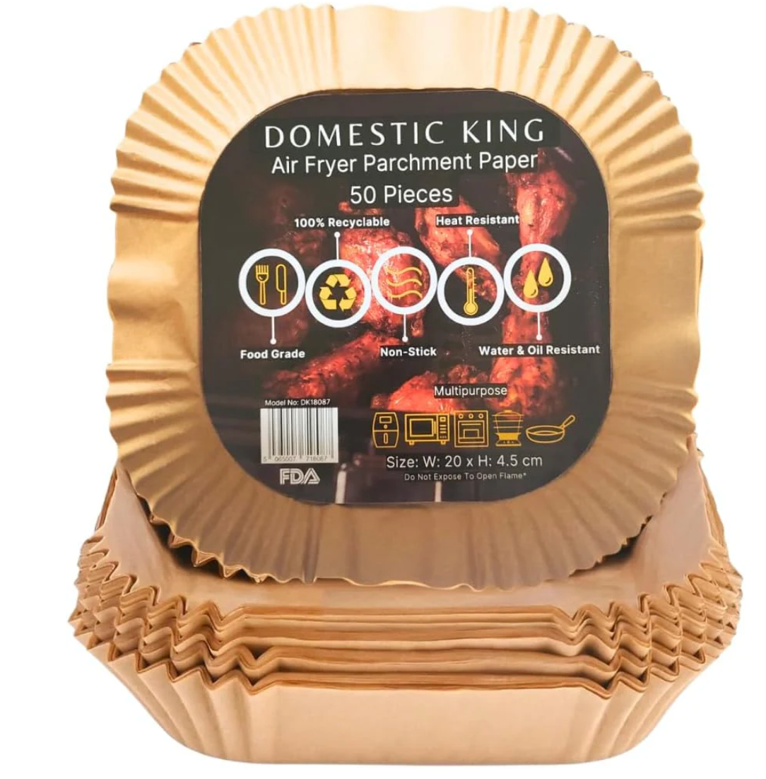 Domestic King 7.9" Air Fryer Baking Paper Liners – 50 Pack