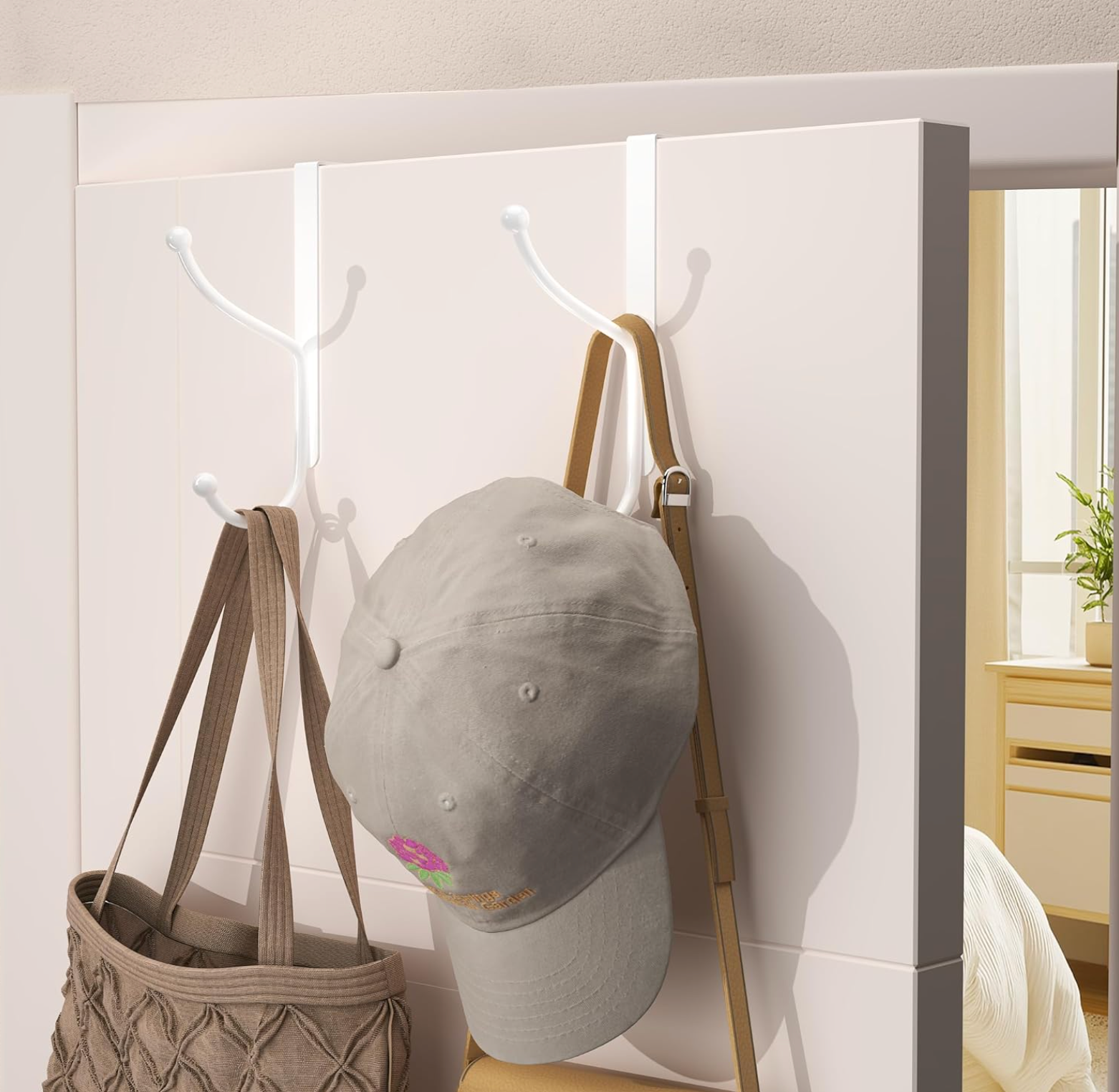 Apartment No-Drill Over-Door Hook Rack
