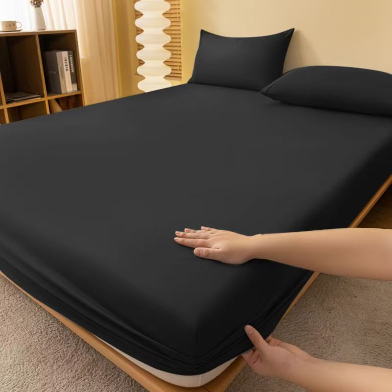 Casual-Black | Washed Cotton Microfiber Fitted Sheet