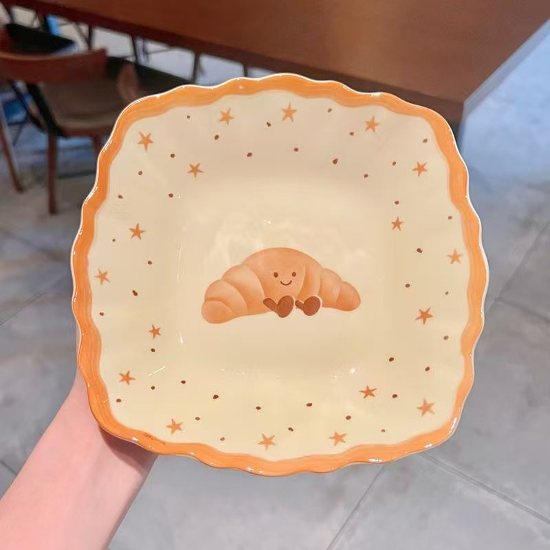 Instagram-style Croissant Ceramic 8-inch Square Plate