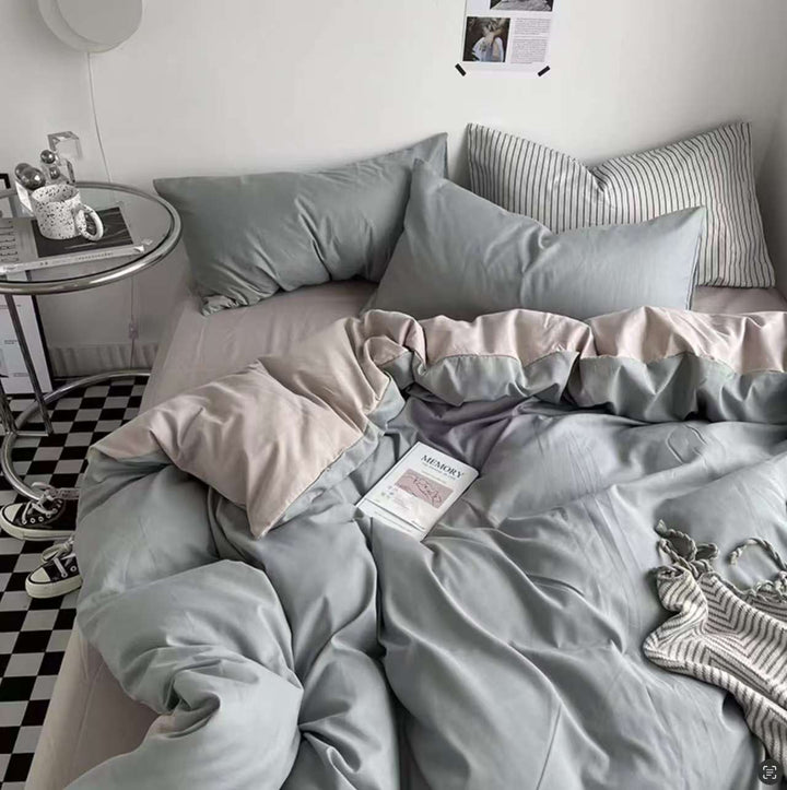 Casual-Twilight Mist | Washed Cotton Skin-friendly Duvet Cover Set (Duvet Cover + Pillowcase) - UKrabbit Essential