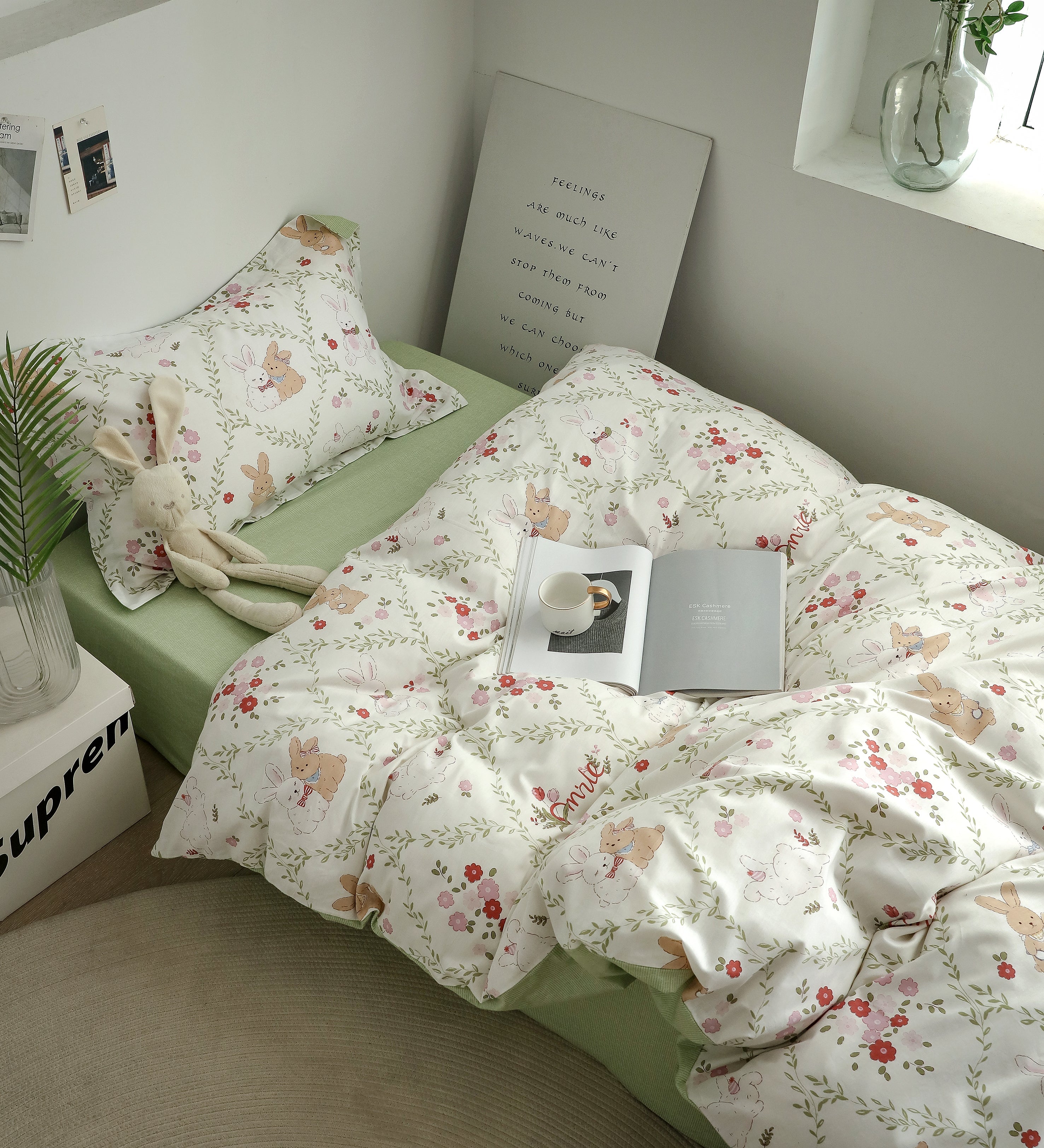 Comfort-Joyful Rabbit Running Free | 100% Cotton Classical Fitted Sheet - UKrabbit Essential