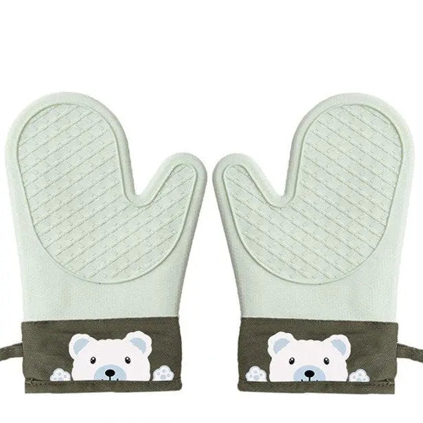 2-Pack Green Bear Heat Resistant Oven Gloves UKRABBIT ESSENTIAL