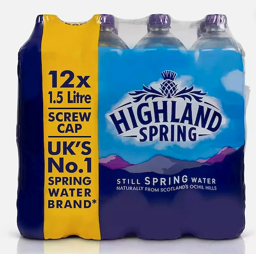 Highland Spring Still Natural Mineral Water, Case of 12 (1.5L Bottles)